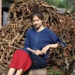 ผ้าถุุงจอมทอง กรม-แดง