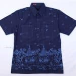 เสื้อม่อฮ่อมพิมพ์ลายทรงผู้ชาย ลายเจดีย์ไทย