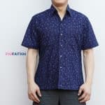 20014 เสื้อเชิ้ตม่อฮ่อมชาย พิมพ์ลาย แขนสั้น ลายสมอ