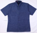 เสื้อม่อฮ่อมพิมพ์ลายทรงผู้ชาย ลายตากลมในสี่เหลี่ยม