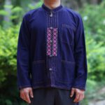 41306 เสื้อผ้าฝ้ายพื้นเมืองผู้ชาย "จันทร์ผา" แต่งผ้าปักชาวเขา