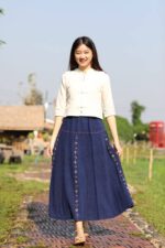 50541 เสื้อพื้นเมืองหญิง เสื้อผ้าฝ้ายเนื้อดีสีครีม - Image 2