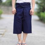 20010 กางเกงสดอม่อฮ่อม ขาสามส่วนสี่ส่วน แบบเชือกผูก