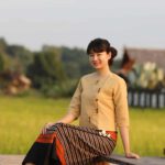 50341 เสื้อผ้าฝ้ายอัดกาว "จิตตินี" หญิง สีเปลือกไม้