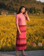 50307 เสื้อผ้าฝ้ายพื้นเมืองผู้หญิง เนื้อชินมัยอัดกาว "วิสาระดี" สีกลีบบัว - Image 2