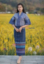 50341 เสื้อคลุมผ้าฝ้าย ผ้าฝ้ายทอมือสีคราม ลุคญี่ปุ่น - Image 2