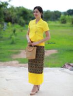 60036 เสื้อผ้าฝ้ายพื้นเมืองผู้หญิง "บัวนำ" สีเหลือง - Image 2