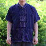 41304 เสื้อผ้าฝ้ายพื้นเมืองสีกรมผู้ชาย "อินทร์เฟือน" ปักด้น