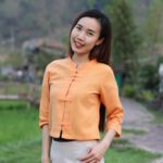 50542 เสื้อพื้นเมืองหญิง เสื้อผ้าฝ้ายเนื้อดีสีส้ม