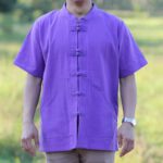 41301 เสื้อผ้าฝ้ายพื้นเมืองผู้ชาย "ปกปราชญ์" สีม่วง