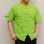 40003 เสื้อผ้าฝ้ายคอจีนแขนสั้น สีเขียว