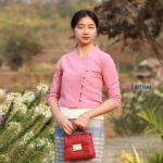 เสื้อผ้าฝ้ายผู้หญิง เนื้อชินมัย "กรองทอง" สีกลีบบัวสีกะปิ