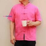 40002 เสื้อผ้าฝ้ายคอจีนแขนสั้น สีชมพู