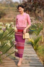 เสื้อผ้าฝ้ายผู้หญิง เนื้อชินมัย "กรองทอง" สีกลีบบัว