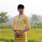 50342 เสื้อพื้นเมืองอัดกาวหญิง "เทียนกันยา" สีเหลือง