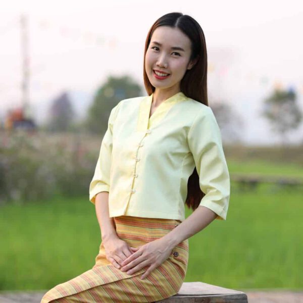 80013 เสื้อพื้นเมือง สไตล์ล้านนา สีเหลือง