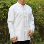 30003 เสื้อผ้าฝ้ายอัดกาวชาย สีขาว