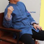 เสื้อผ้าฝ้ายผู้ชาย เนื้อดี คอจีนกระดุมจีน แขนยาว สีคราม