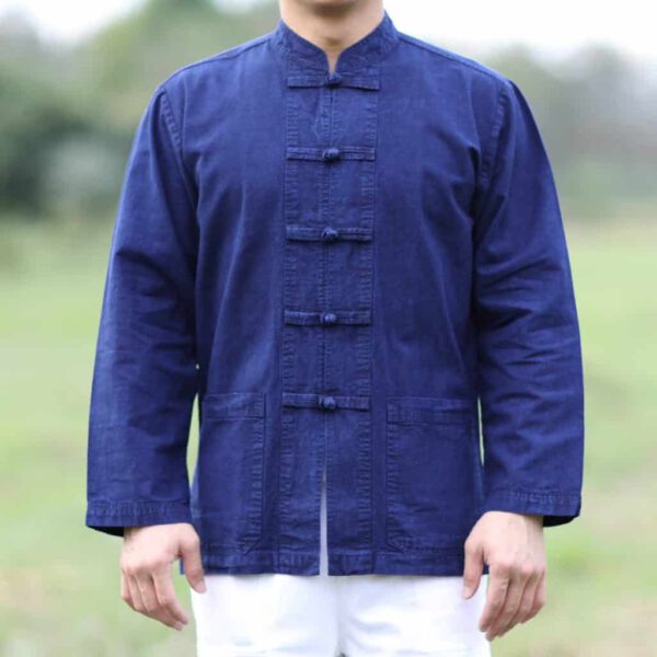 เสื้อม่อฮ่อมคอจีน กระดุมจีนแขนยาว