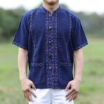 22001 เสื้อหม้อฮ่อมผู้ชาย ปักมือ แขนสั้น