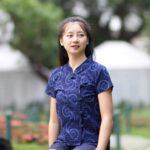 21008 เสื้อม่อฮ่อมผู้หญิง พิมพ์ลายทรงเข้ารูป กระดุมจีน ลายกลม