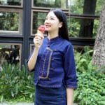 23003 เสื้อม่อฮ่อมผู้หญิง ทรงป้าย ปักมือ