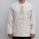 30001 เสื้อผ้าฝ้ายอัดกาวชาย สีครีม