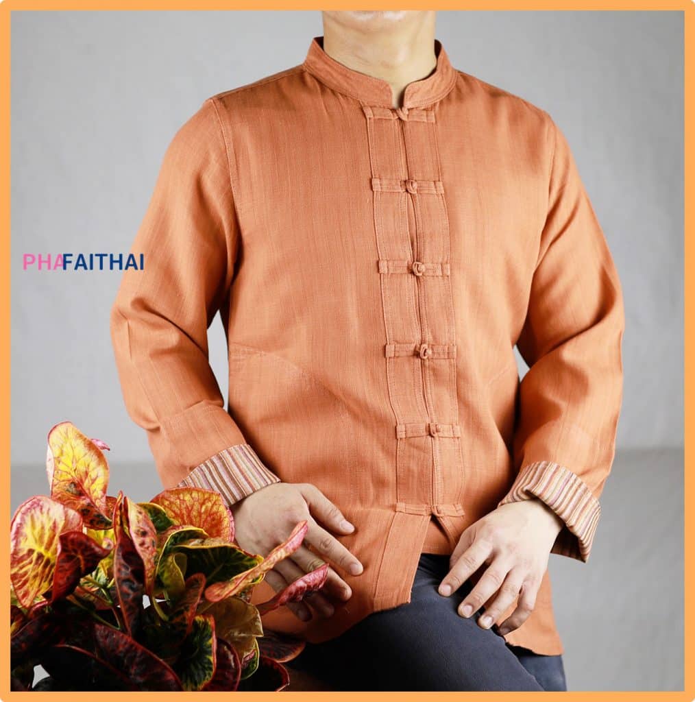 เสื้อผ้าฝ้ายผู้ชาย เนื้อดีสีอิฐ