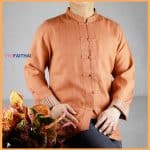 เสื้อผ้าฝ้ายผู้ชาย เนื้อดีสีอิฐ