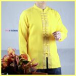 เสื้อผ้าฝ้ายผู้ชายเนื้อดีสีเหลือง