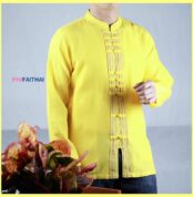 เสื้อผ้าฝ้ายผู้ชายเนื้อดีสีเหลือง