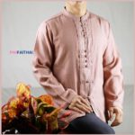 เสื้อผ้าฝ้ายผู้ชาย เนื้อดี คอจีนกระดุมจีน แขนยาว สีกะปิ