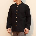 41203 เสื้อผ้าฝ้ายผู้ชาย เนื้อผ้าชินมัย “ตองชัย” แขนยาว สีดำ - Image 2