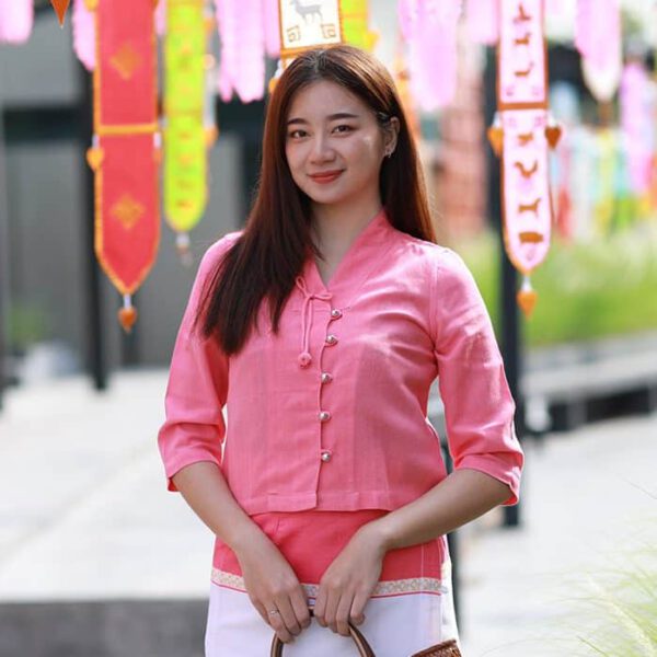 50414 เสื้อผ้าฝ้ายทอมือ "ยอดยาหยี" สีโอลด์โรส