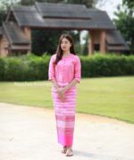 50521 เสื้อผ้าฝ้ายทอมือ "พราวมุก" สีโอลด์โรส - Image 3