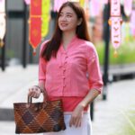 50414 เสื้อผ้าฝ้ายทอมือ "ยอดยาหยี" สีโอลด์โรส - Image 2