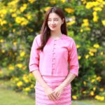 50521 เสื้อผ้าฝ้ายทอมือ "พราวมุก" สีโอลด์โรส - Image 2