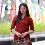 50331 เสื้อใยสับปะรด "สร้อยสะบันงา" สีแดง