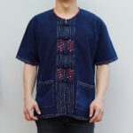 22003 เสื้อหม้อฮ่อมผู้ชาย ปักมือ คอกลม แขนสั้น